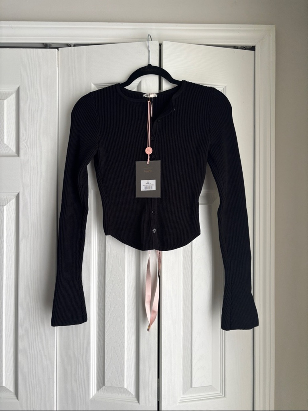 House of CB Black Ribbed Crop Cardigan